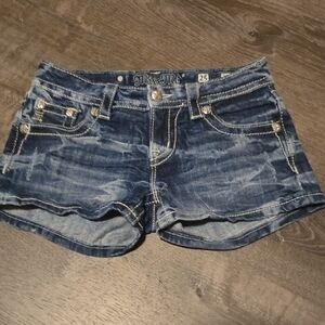 Miss Me Shorts Diamond Buttons Accents